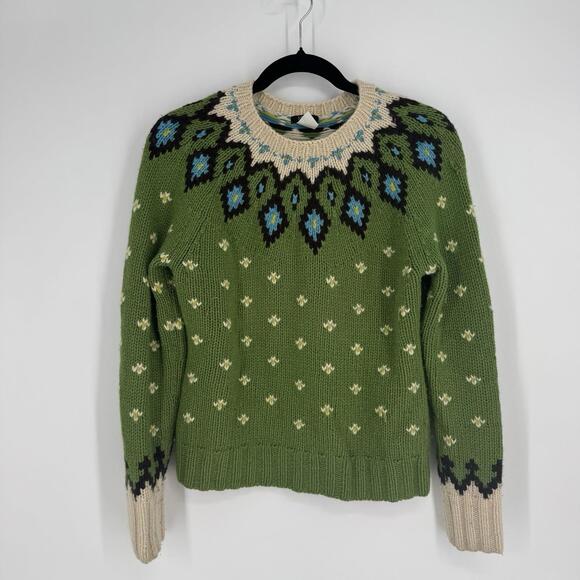 J. Crew Sweaters - J.crew sweater medium M green fair aisle merino wool angora cashmere gorpcore